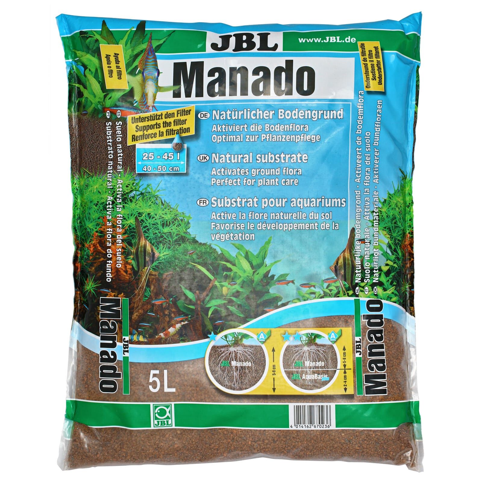 Substrat de sol pour aquarium Manado. Le sac de 5 litres : JBL JBL  animalerie - botanic®