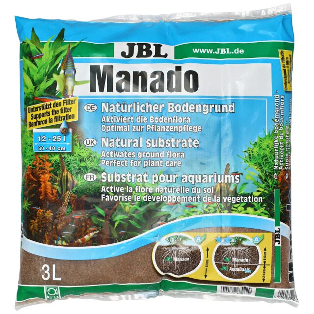 JBL - Substrat de Sol Naturel Manado Noir pour Aquarium - 5L