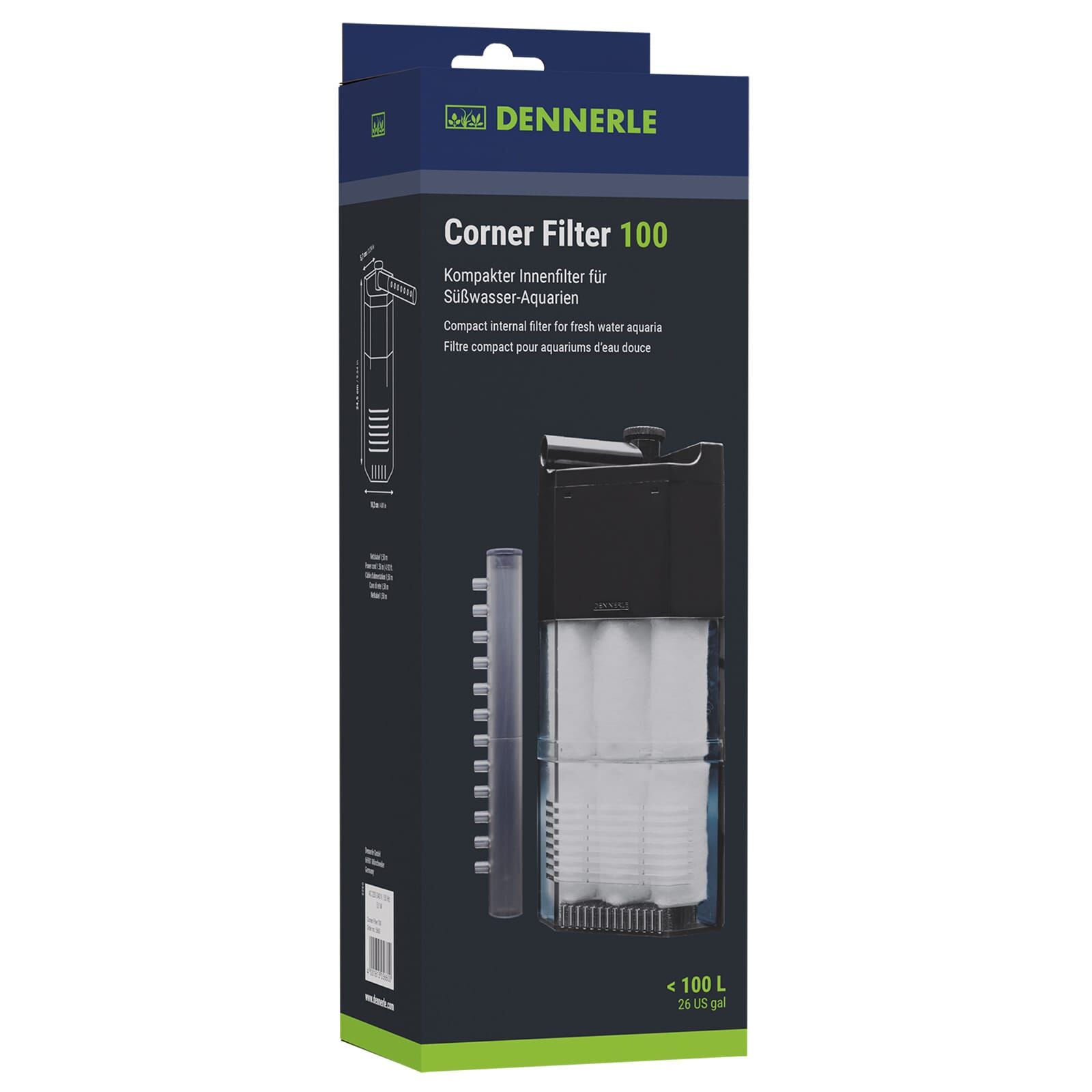 Corner aquarium filter store